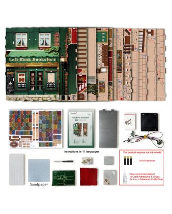 BOOK NOOK KIT - DIY- Librairie de la rive gauche - 347pcs + LED Light - vue du packaging