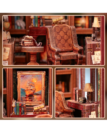 MINI BOOK NOOK KIT - DIY- Salon pour Gentlemen - Avec Aimants - vue de profil