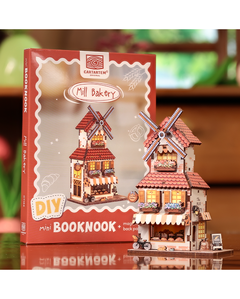 MINI BOOK NOOK KIT - DIY- Moulin Boulangerie - Avec Aimants - vue principale