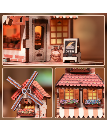 MINI BOOK NOOK KIT - DIY- Moulin Boulangerie - Avec Aimants - vue de profil