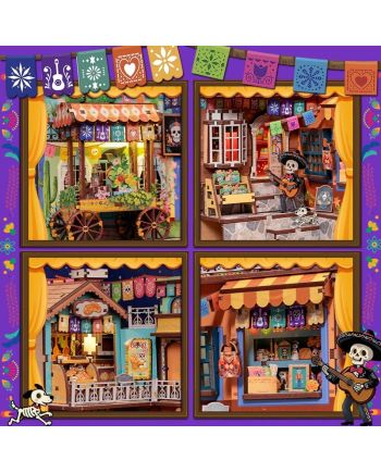 BOOK NOOK KIT - DIY - Plaza de los Muertos - 350pc + Eclairage LED - vue de detail