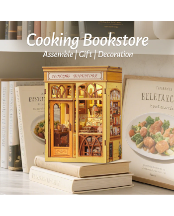 BOOK NOOK KIT - DIY- Librairie Culinaire - 156pc + Eclairage LED - vue de face
