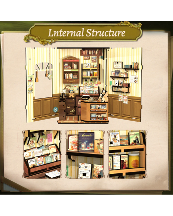 BOOK NOOK KIT - DIY- Librairie Culinaire - 156pc + Eclairage LED - vue de dos