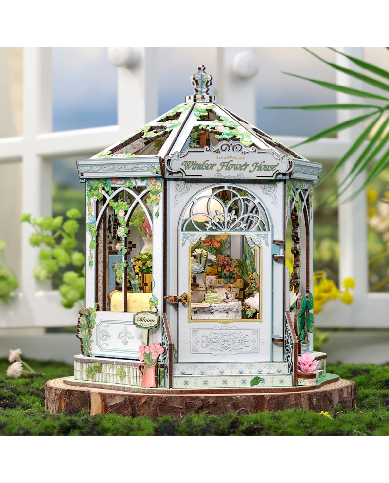 MINIATURE HOUSE - DIY- Maison des Fleurs Windsor - 235pc+Eclairage LED - vue principale