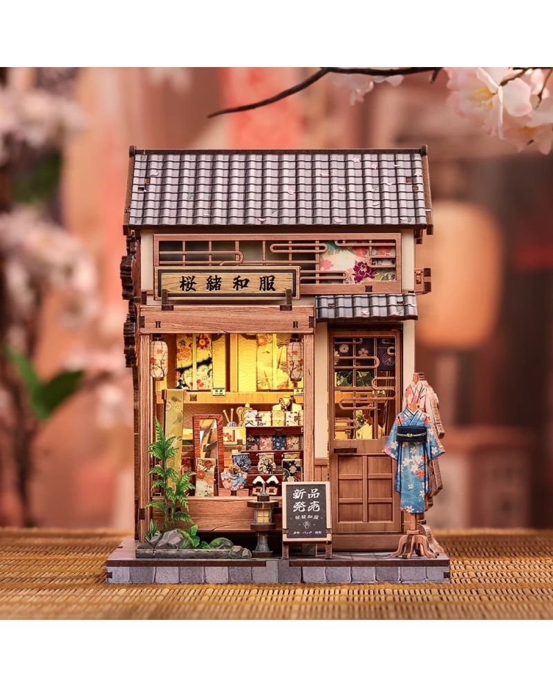 BOOK NOOK KIT - DIY -Boutique de kimonos Sakura- 235pc + Eclairage LED - vue principale