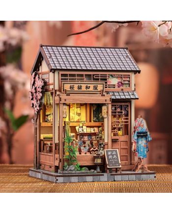 BOOK NOOK KIT - DIY -Boutique de kimonos Sakura- 235pc + Eclairage LED - vue de face
