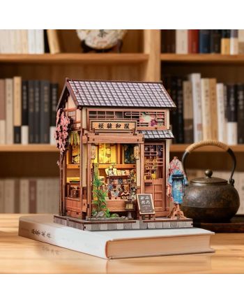 BOOK NOOK KIT - DIY -Boutique de kimonos Sakura- 235pc + Eclairage LED - vue de profil