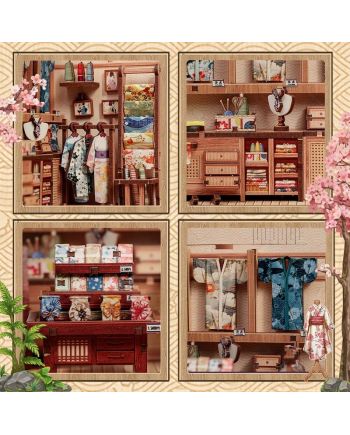 BOOK NOOK KIT - DIY -Boutique de kimonos Sakura- 235pc + Eclairage LED - vue de detail