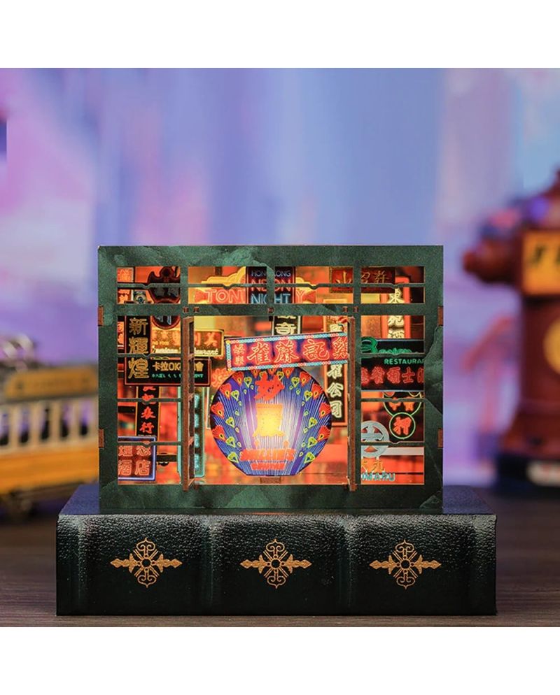 BOOK NOOK KIT - DIY - Hong Kong Lumière Neon - 49pc + Eclairage LED - vue principale
