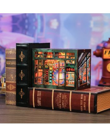 BOOK NOOK KIT - DIY - Hong Kong Lumière Neon - 49pc + Eclairage LED - vue de face
