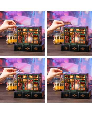BOOK NOOK KIT - DIY - Hong Kong Lumière Neon - 49pc + Eclairage LED - vue de profil