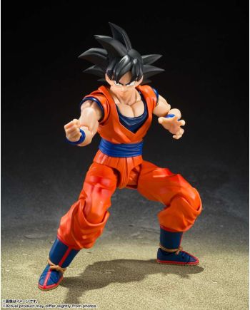 Détail du visage et du sculpt de la figurine Son Goku S.H. Figuarts