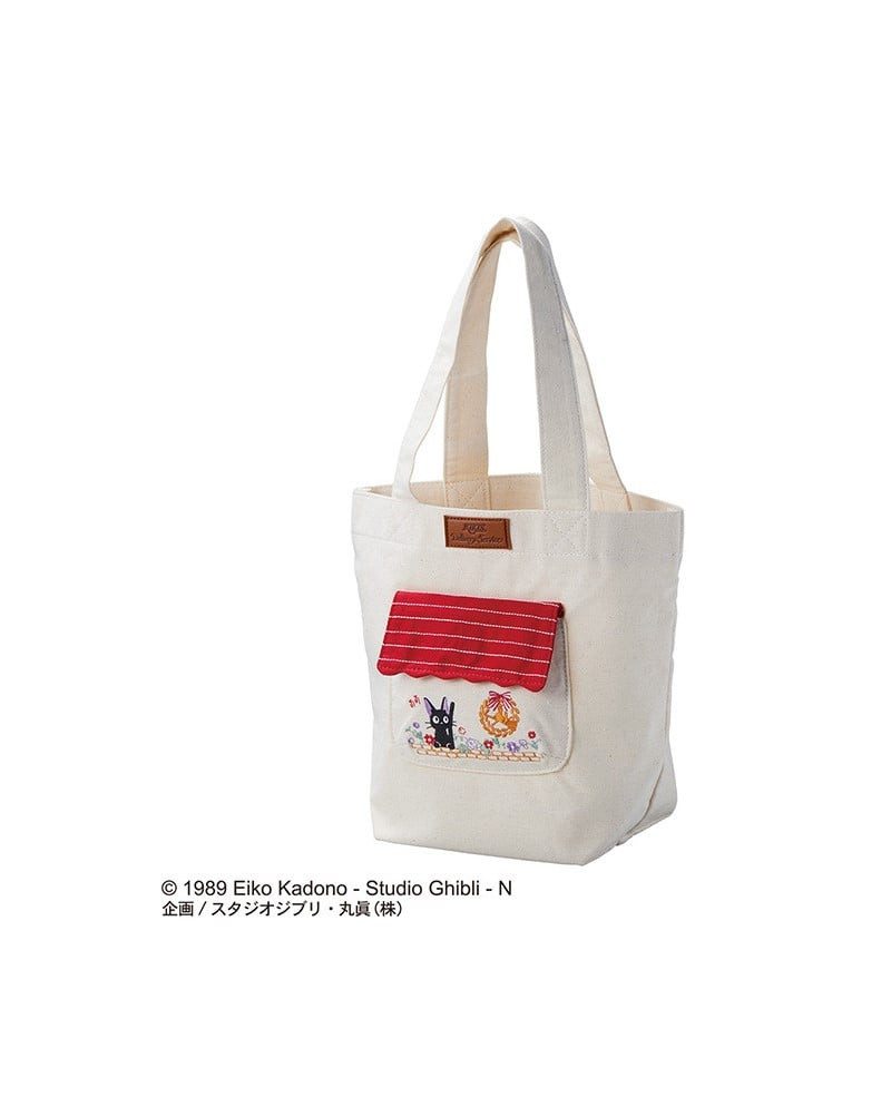 KIKI'S DELIVERY SERVICE - Jiji in middle flowers - Tote bag 26x32x15cm