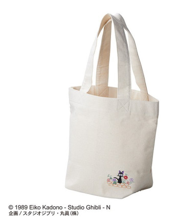 KIKI'S DELIVERY SERVICE - Jiji in middle flowers - Tote bag 26x32x15cm