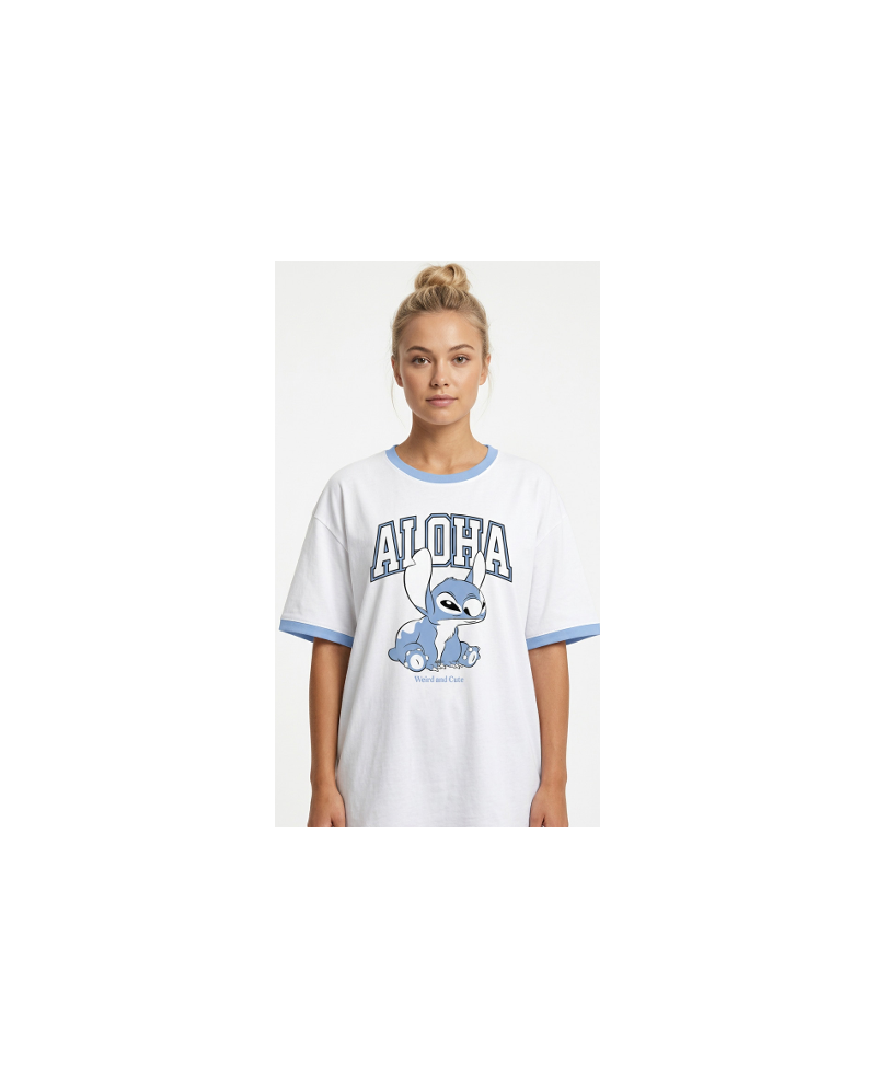 T-Shirt oversize femme Lilo & Stitch Aloha Weird and Cute taille S