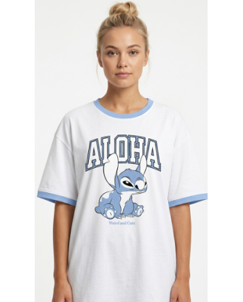 T-Shirt oversize femme Lilo et Stitch Aloha Weird and Cute taille L