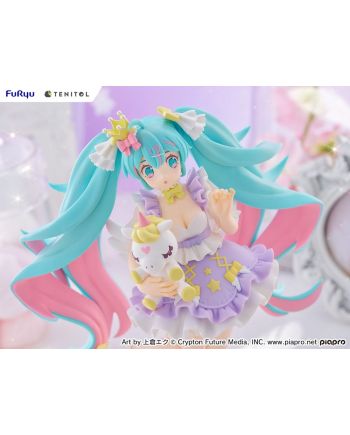 Statuette Hatsune Miku Yumekawa Lavender Tenitol 21cm détail du visage