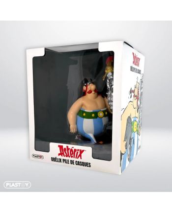 ASTERIX & OBELIX - Obélix pile de casques - figurine 22cm - vue de face