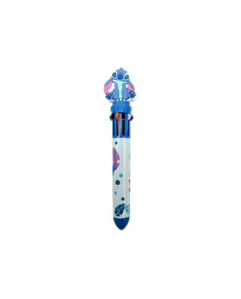 Détail du topper Stitch en relief sur le stylo multicolore