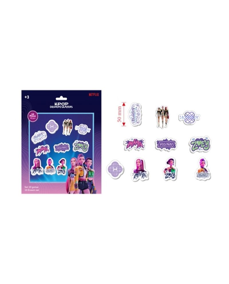 Pack de 10 gommes K-Pop Demon Hunters sous licence officielle