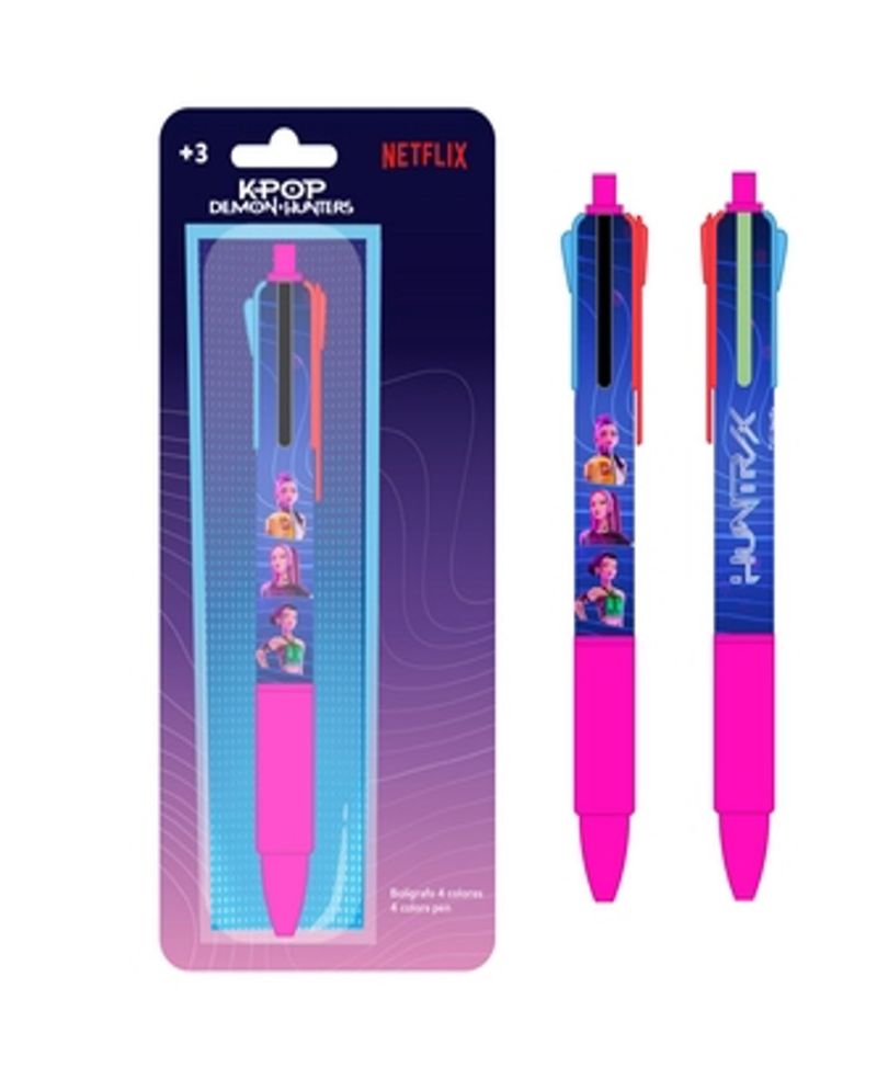 Stylo-bille 4 couleurs K-Pop Demon Hunters de la marque Safta