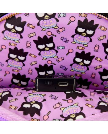 Mini sac à dos Loungefly Badtz-Maru Pumpkin SANRIO fermetures et détails