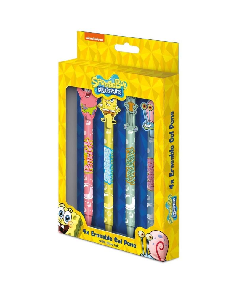 BOB L'EPONGE - 4 Stylos à Gel Effaçable + Head Topper - vue principale