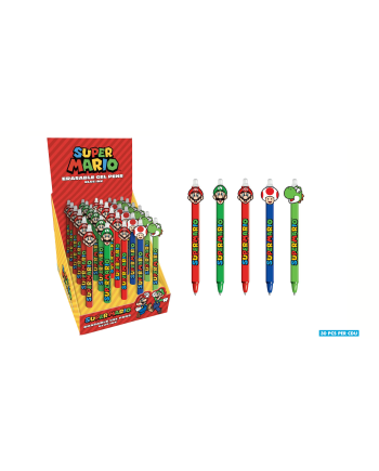 Stylo à gel effaçable Super Mario avec head topper - display de 30 pièces