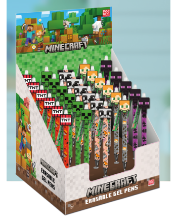 Display de 30 stylos à gel effaçables Minecraft avec Head Topper