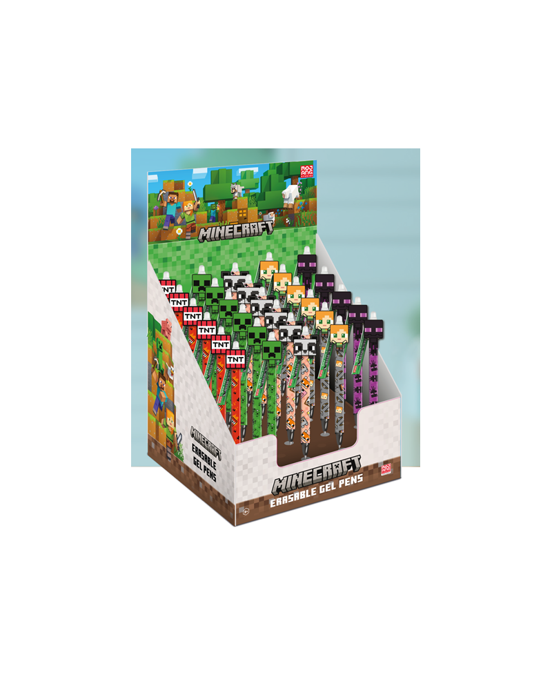 Display de 30 stylos à gel effaçables Minecraft avec Head Topper