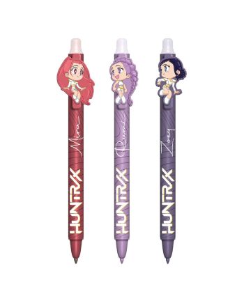 Set de 3 stylos à gel effaçable K-Pop Demon Hunters avec head topper