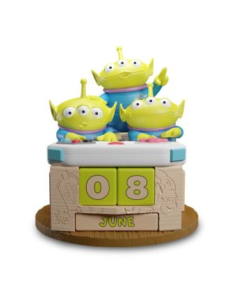 Calendrier perpétuel 3D en résine Toy Story Aliens vue de face