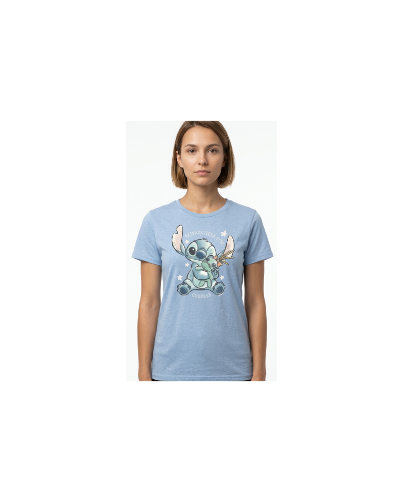 T-shirt femme Lilo & Stitch Always here for cuddles taille L, licence Disney