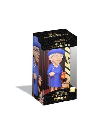 CELEBRITY - Reine Elizabeth II avec son Corgi - Figurine Minix 12cm - vue de face