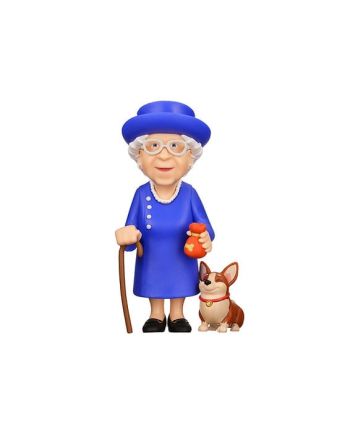 CELEBRITY - Reine Elizabeth II avec son Corgi - Figurine Minix 12cm - vue de profil
