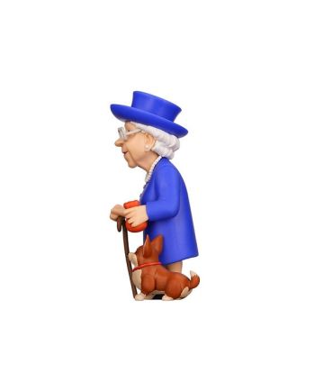 CELEBRITY - Reine Elizabeth II avec son Corgi - Figurine Minix 12cm - vue de dos