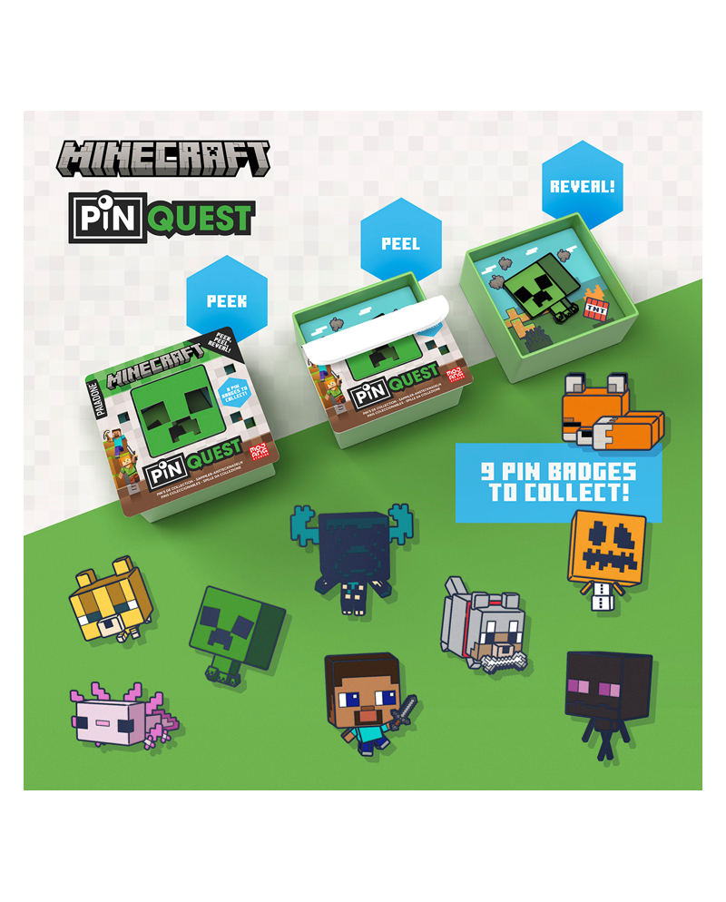 Display Minecraft Pin Quest Paladone avec 36 pins mystères
