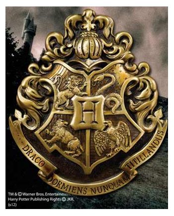 Détail de la plaque Armoiries Poudlard Harry Potter