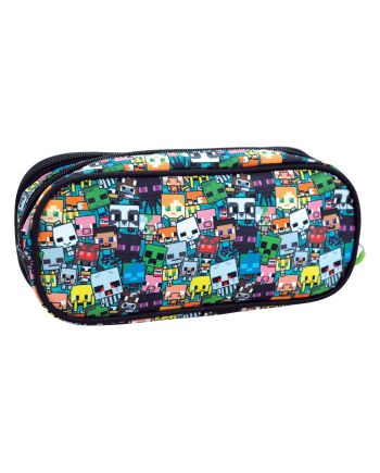 MINECRAFT - Trousse à Crayons Oval avec 2 Zippers - vue de face