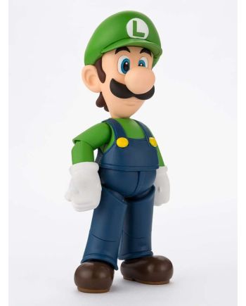 Figurine Luigi S.H. Figuarts Bandai Tamashii Nations vue de profil