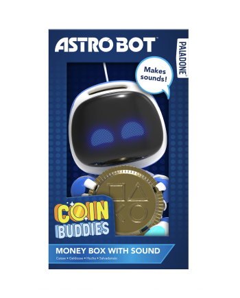 Vue détaillée de la tirelire ASTRO BOT sous licence officielle Playstation