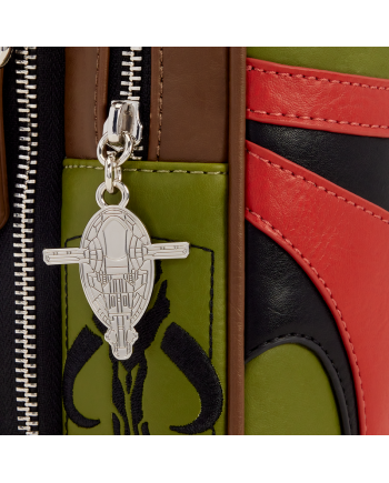 Sac bandoulière Sling Loungefly Boba Fett Star Wars fermeture et détails