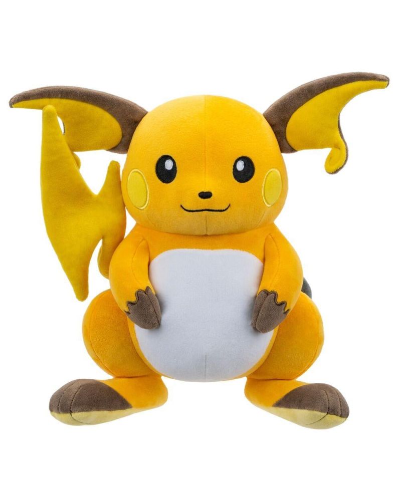 Peluche Pokémon Raichu 30 cm de dos avec sa fourrure jaune