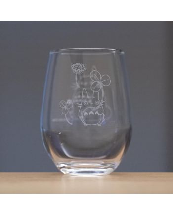 Verre gravé Mon Voisin Totoro avec motif Totoro et trèfle blanc, 325ml, Benelic