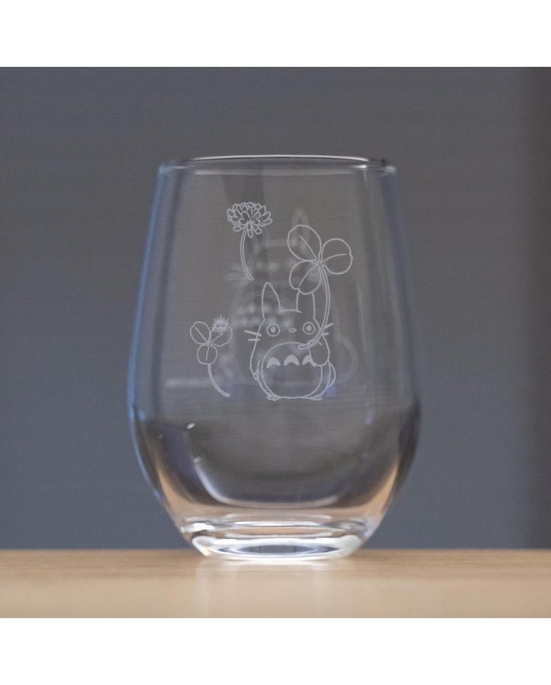 Verre gravé Mon Voisin Totoro avec motif Totoro et trèfle blanc, 325ml, Benelic