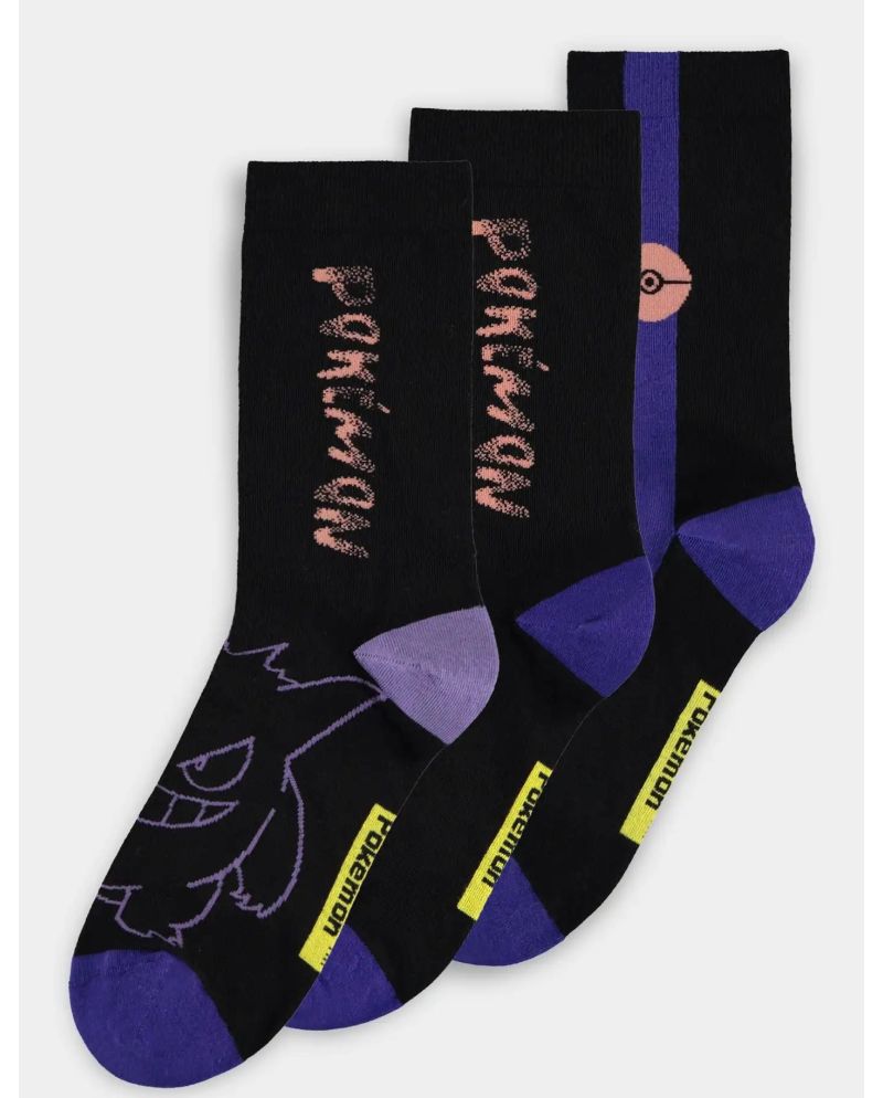 Pack de 3 paires de chaussettes Pokemon Ectoplasma taille 43-46