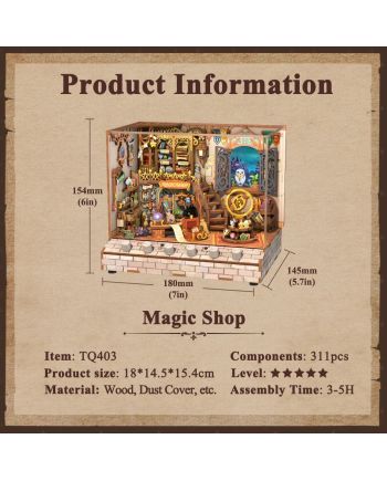 BOOK NOOK KIT - DIY- Magasin Magique - 311pcs + LED Light - vue de detail