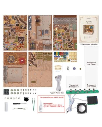 BOOK NOOK KIT - DIY- Magasin Magique - 311pcs + LED Light - vue du packaging