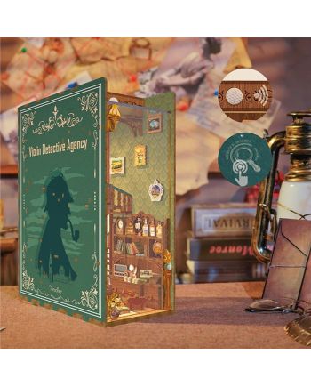 BOOK NOOK KIT - DIY- Agence de detective Violon - 286pcs + LED Light - vue de face