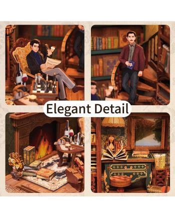 BOOK NOOK KIT - DIY- Agence de detective Violon - 286pcs + LED Light - vue de dos